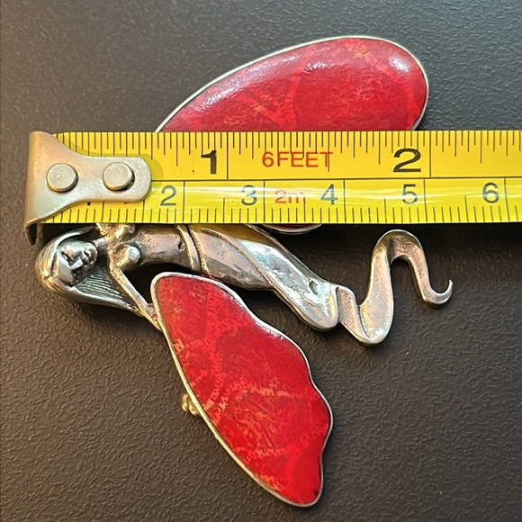 Sterling silver winged mermaid 2.5” by 2.25” brooch or pendant - Picture 10 of 11